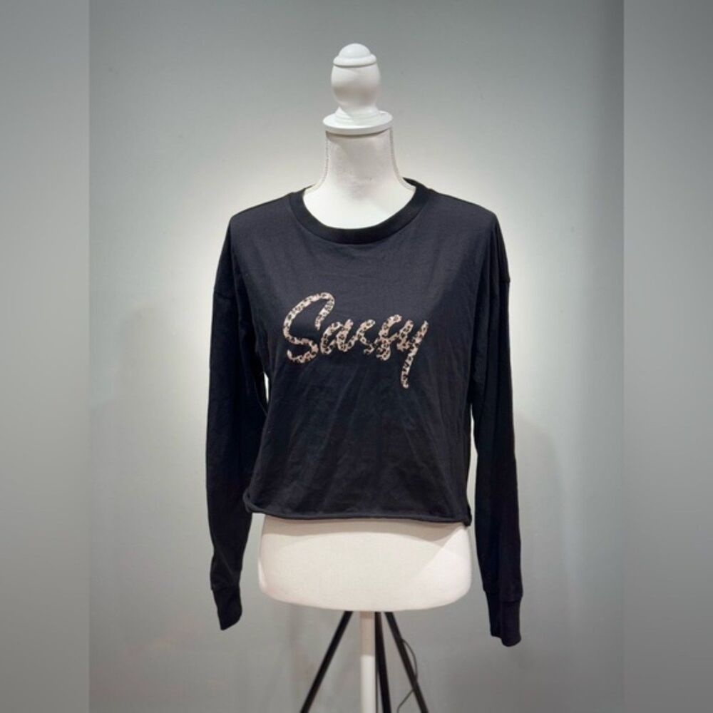 CLEARANCE! Black Boutique Sassy Graphic Print Crewneck Top Size M NWT